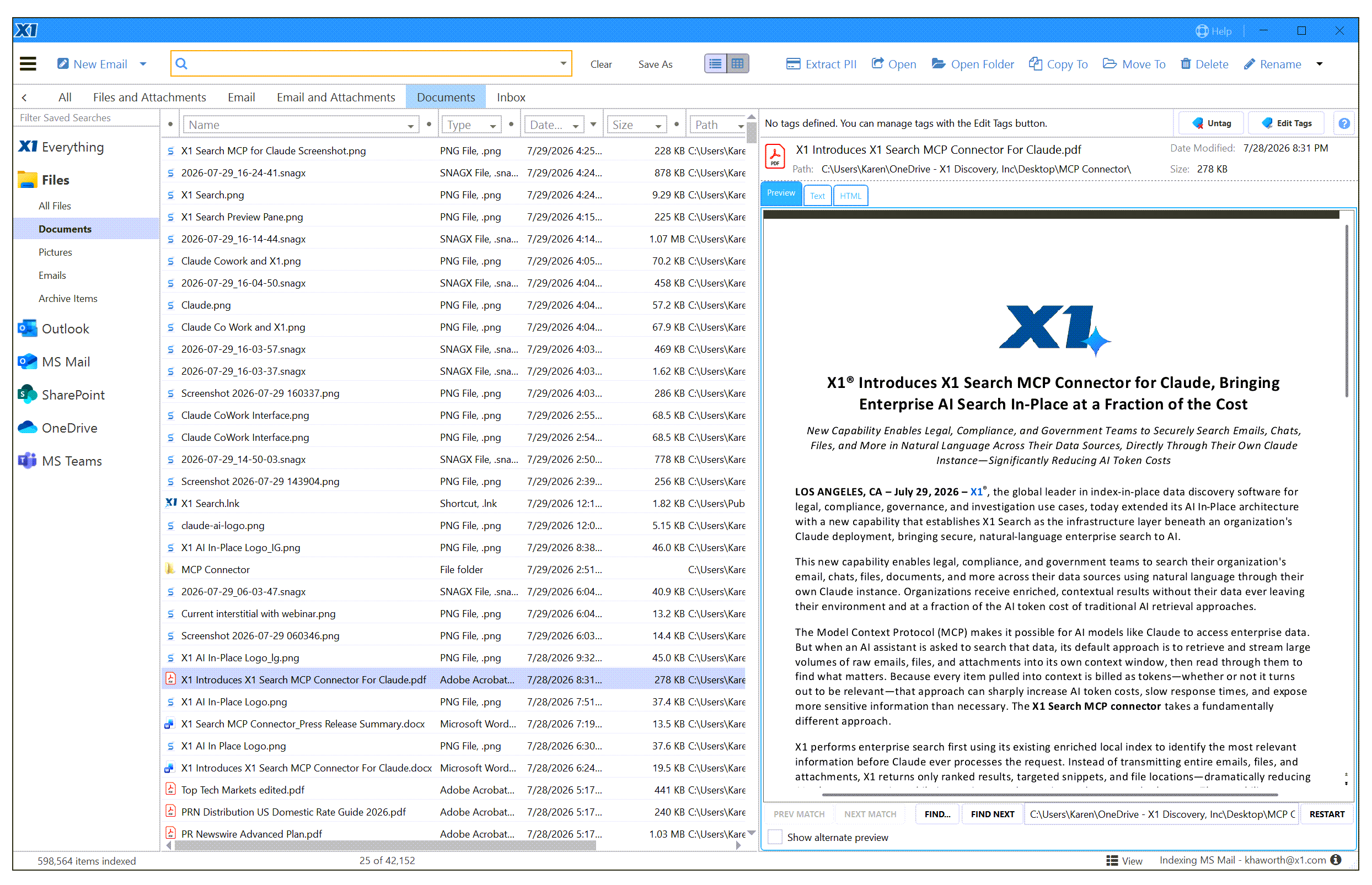 X1 Search interface